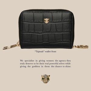 Maryam | EUC Tajmah Croc-Embossed Leather Wallet Gold Accents Women Owned RFID